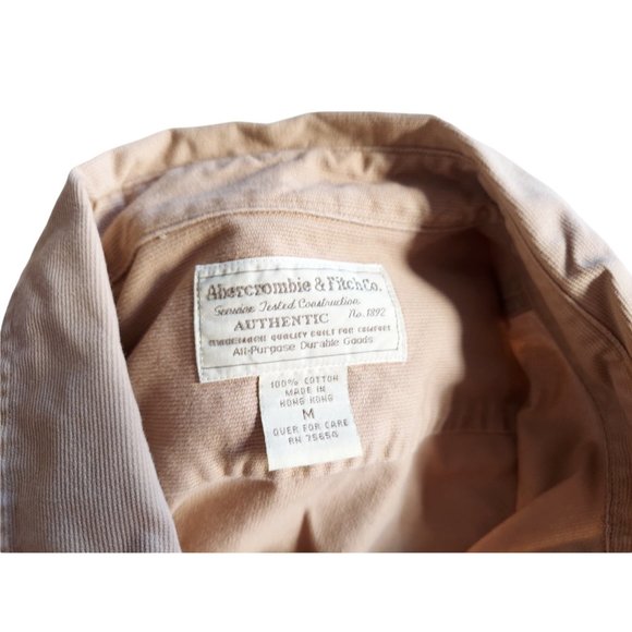 VTG ABERCROMBIE & FITCH Men's Tan Fine Wale Corduroy Safari Shirt Size Medium - Picture 7 of 11